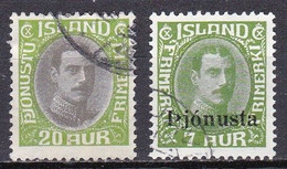 IS532 – ISLANDE – ICELAND – OFFICIAL – 1932-36 CHRISTIAN X ISSUES – Y&T # 59/60 USED 27,50 € - Servizio