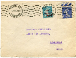 FRANCE LETTRE AVEC AFFRANCHISSEMENT DONT LE N°246 DEPART PARIS 6 IV 34 POUR LA FRANCE - 1927-31 Sinking Fund