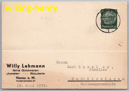Hanau - Firmenkarte 1   Bijouterie Feine Goldwaren Juwelen Willy Lehmann - Hanau