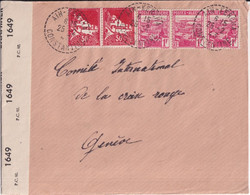 1943 - ALGERIE - ENVELOPPE Avec CENSURE De AÏN KERCHA (BUREAU DISTRIBUTION) => CROIX-ROUGE GENEVE SUISSE - Cartas & Documentos