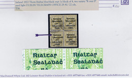 Ireland 1922 Thom Rialtas Ovpt In Blue-black On 1s, Var. "R Over S" Twice In A Block Of Four Used Cds - Gebraucht