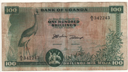 UGANDA   100  Shillings  P5  (ND 1966   Crowned Crane + Parliament Building At Back) - Uganda