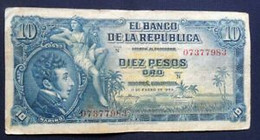 COLOMBIA BANKNOTE 10 PESOS 1953 P400a USA SELLER FREE SHIPPING - Colombie