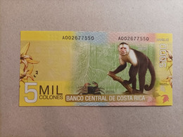 Billete De Costa Rica De 5000 Colones Serie A002677550, Nº Bajo, Año 2009, UNC - Costa Rica