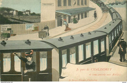 (XX) Carte Montage Gare Train Locomotive Voyageuse Voyageur. J'arrive Ou Pars De CHALINDREY 52 En 1914 - Chalindrey