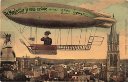 CPA Fantaisie Dirigeable - Ballon - De Montpellier Je Vous Envoie - Laussire Editeur - Aeronaves