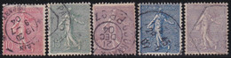 France   .    Y&T   .      129/133      .    O     .     Oblitéré - 1903-60 Säerin, Untergrund Schraffiert