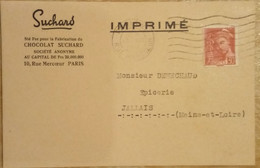 Chocolat Suchard. Courrier Distribution Ration Période Guerre 1941 - Covers & Documents