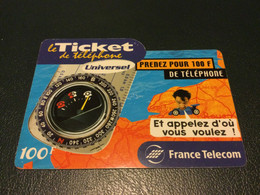 TICKET TÉLÉPHONE BOUSSOLE 100F Utilisé Luxe Série D/E Code 3/3/3/3 30/06/2001 Cote 160€. - FT