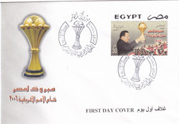 Egypt 2006 Cover Football Fussball Soccer Calcio: AFrica Cup Of Nations; Egypt President With A Trophy - Fußball-Afrikameisterschaft