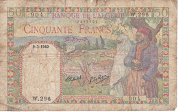 BILLETE DE ARGELIA DE 50 FRANCS DEL AÑO 1940  (BANKNOTE) - Algérie