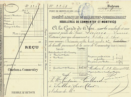 1892 TRANSPORT FLUVIAL PAR BATEAU PORT DE MONTLUCON Allier CHARBON  HOUILLERES   COMMENTRY & MONTVICQ => Selles S/ Cher - 1800 – 1899