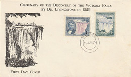 Rhodesia Nyasaland FDC Cover - 1955 - Centenary Of Discovery Of Victoria Falls - Rhodesia & Nyasaland (1954-1963)