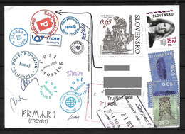 Slovakia Airplane Postcard With Zuzana Caputova President & Recent Used Stamps Sent To Peru - Used Stamps