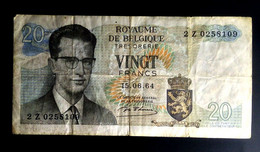 A7  BELGIQUE    BILLETS DU MONDE   BELGIUM  BANKNOTES  20  FRANCS 1964 - [ 9] Verzamelingen