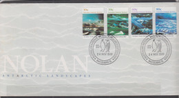 AUSTRALIAN ANTARCTIC TERRITORY - 1989 - NOLAN ART SET OF 4 ON ILLUSTRATED FDC WITH MACQUARIE POSTMARK - FDC