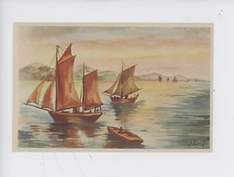 A. Montpert (peinture Marine) Voiliers Flottille De Bateaux De Pêche (cp Vierge N°6054 éd Guni) - Pêche