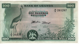 UGANDA   100  Shillings  P5  (ND 1966   Crowned Crane + Parliament Building At Back) - Uganda