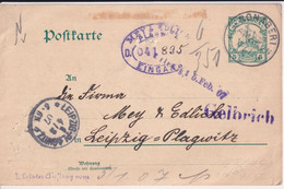 1907 - CAMEROUN ALLEMAND ! - CP ENTIER De BONABERI !! (RARE) => LEIPZIG - Cartas & Documentos