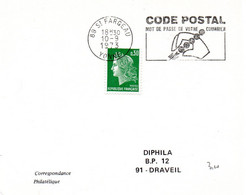 YONNE - Dépt N° 89 = St FARGEAU 1973 =  FLAMME à DROITE =  SECAP Illustrée ' CODE POSTAL / Mot Passe' - Codice Postale