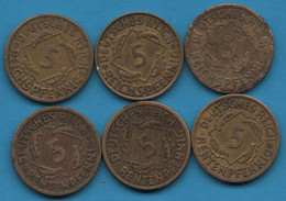 DEUTSCHES REICH LOT MONNAIES 6 X REICH/RENTEN PFENNIG  COINS - Lots & Kiloware - Coins