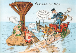 & 85 Passage Du Goa Gois Illustration , Ile De Noirmoutier CPSM GF Carte Dentelée Humour Femme Pinup Cuisses Attelage - Ile De Noirmoutier
