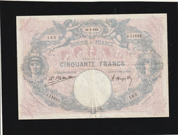 Billet 50 Francs 1925 2 Trous épingles, Plusieurs Plis, Ayant Garder Son Craquant D'origine TB+ - 50 F 1889-1927 ''Bleu Et Rose''