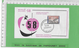 02573 - E BE04 1000-EXPO 58 : Timbre*Enveloppe / CONGRES DES ETUDIANTS - 1958 – Bruselas (Bélgica)