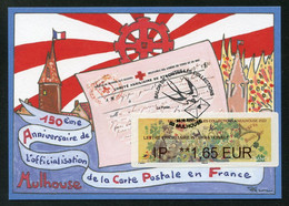 FRANCE (2022) Carte Maximum Card ATM LISA - Salon De Toutes Les Collections Mulhouse, 150 Ans Carte Postale, Croix Rouge - 2020-…