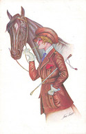 CPA Illustrateur - Xavier Sager - Femme Fumant Une Cigarette Avec Un Cheval - Cravache - Equitation Feminine - Sager, Xavier