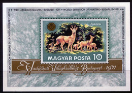HUNGARY 1971 Hunting Exhibition Block MNH / **.  Michel Block 82 - Unused Stamps