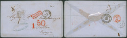 Enveloppe Non Affranchie + Cachet Dateur Anvers (1863), Griffe Rouge BELGICA > Bilbao (Espagne) / Espagne Amb Du Midi - Zonder Portkosten