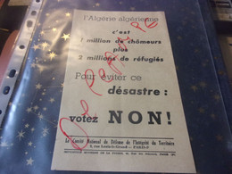 DOCUMENT ORIGINAL  TRACT D EPOQUE Guerre Algerie OAS / COMMUNISME DE GAULLE  REFERENDUM / ALGERIE ALGERIENNE - Documents