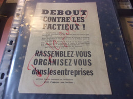 DOCUMENT ORIGINAL  TRACT D EPOQUE Guerre Algerie OAS / COMMUNISME DE GAULLE  REFERENDUM / FASCISME CGT - Documents