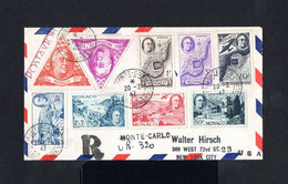 S2748-MONACO-AIRMAIL REGISTERED COVER MONTECARLO To NEW YORK (usa) 1947.WWII.Enveloppe.Brief.Busta MONACO - Covers & Documents