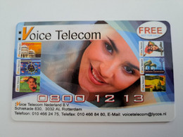 NETHERLANDS   FL 25,-  VOICE TELECOM/ CARD ON CARD /  OLDER CARD    PREPAID  Nice Used  ** 11891** - Schede GSM, Prepagate E Ricariche