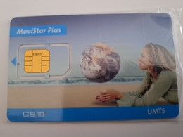 SPAIN/ ESPANA  GSM/ SIM CARD  MOVI STAR / PLUS /LADY ON BEACH WITH GLOBE  / IN WRAPPER    MINT     **11904** - Basisausgaben