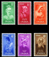 INDIA 1952 SAINTS & POETS TAGORE KABIR TULSI DAS COMPLETE SET OF 6V STAMPS MNH - Nuovi