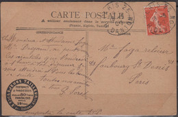 PUB Maison LEJEUNE-TAILLEUR  Costumes Et Pardessus  Sur CPA  D'un Chateau Postée à PARIS Le 18 9 1907 Et Semeuse 10c - Cartas & Documentos