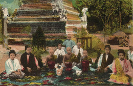 Burma, Visit Of Relatives To Little Monks (1910s) Italian Mission Postcard - Myanmar (Burma)