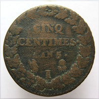 F11514.1 - FRANCE - 5 Centimes Dupré Grand Module - An 5 I - 1795-1799 Directoire