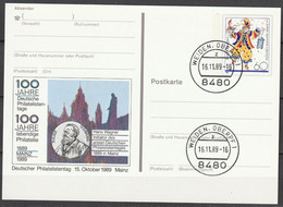 BRD Ganzsache 1989 PSo18 100Jahre Deutsche Philatelistentage Tagesstempel WEIDEN16.11.1989( PK393)günstige Versandkosten - Postkarten - Gebraucht