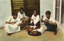 Burma, Burmese Youngsters Taking Refreshments (1910s) Italian Mission Postcard - Myanmar (Burma)