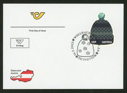 AUSTRIA 2022 WOOLY HAT UNUSUAL CLOTHING STAMP FDC - Briefe U. Dokumente