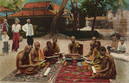 Burma, Buddhist Monks At School (1910s) Italian Mission Postcard - Myanmar (Burma)