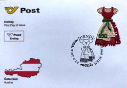AUSTRIA 2016 EMBROIDERY ODD SHAPE UNUSUAL STAMP MNH - 2011-2020 Lettres