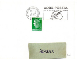 YONNE - Dépt N° 89 = BRIENON Sur ARMANCON 1973 =  FLAMME à DROITE =  SECAP Illustrée ' CODE POSTAL / Mot Passe' - Postcode