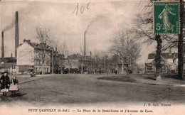 76 / LE PETIT QUEVILLY...LA PLACE DE LA DEMI-LUNE ET L'AVENUE DE CAEN./ TRES JOLIE CARTE - Le Petit-quevilly