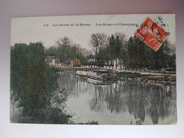 Les Bords De La Marne Les Berges à Champigny Carte Couleur Barge Et Barques - Champigny