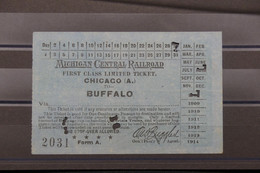 VIEUX PAPIERS - Ticket De Train Américain En 1908 - Ligne Chicago / Buffalo - 1ère Classe - L 133415 - Mundo